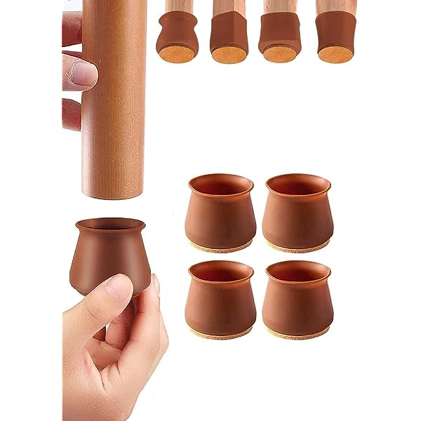 Silicone Chair Leg Caps With Felt Wood Floor Protectors Furniture Leveling Feet Cover